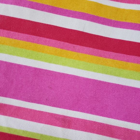 Canvas Striped Summer Tote Bag Flamingo Lining - Picture 3 of 5